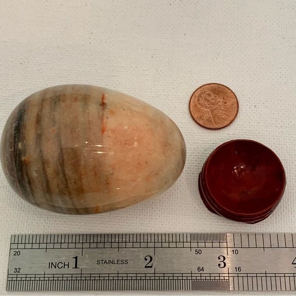 Banded Calcite Crystal Carved Egg Polished Onyx Healing Chakra Stone W Stand 2.5 - Picture 13 of 15